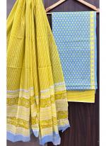 Cotton Yellow Casual Wear Printed Salwar Suit